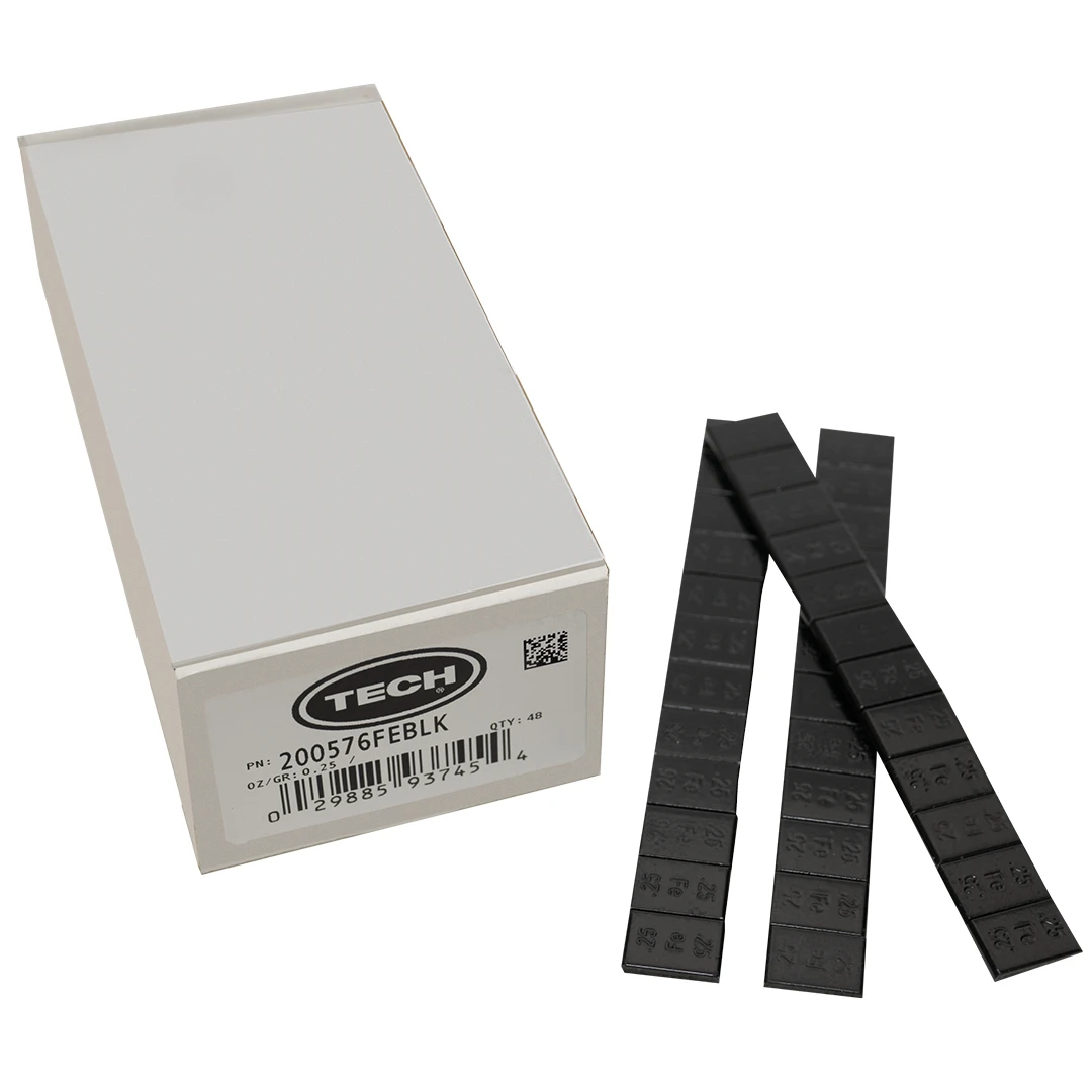 TECH Crni samoljepljivi utezi kotača, 1/4 oz (0,25 oz), 48 traka