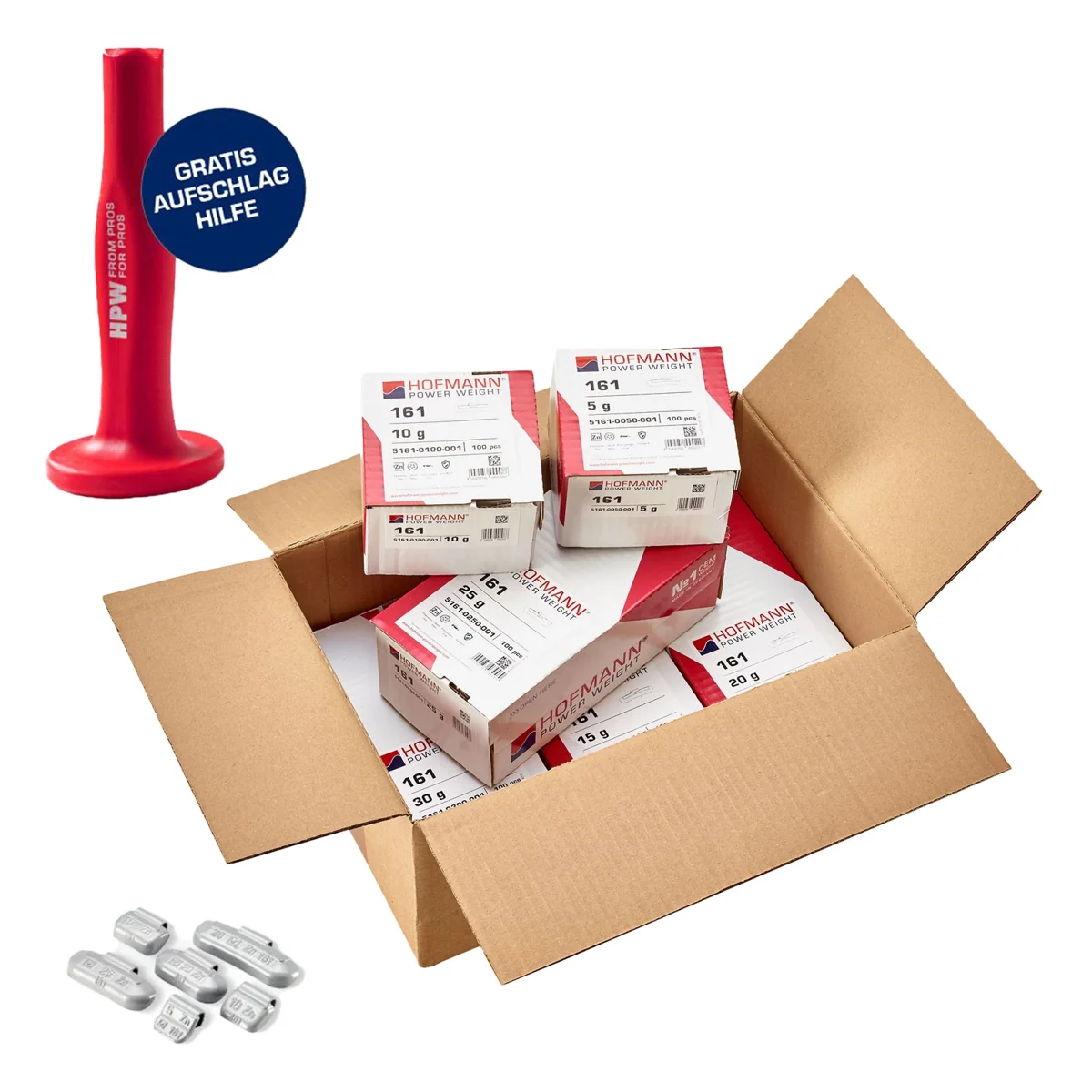 Wegmann komplet of knock-on utezi tip 161 s free knock-on aid, 5-30 g, cink, srebrna